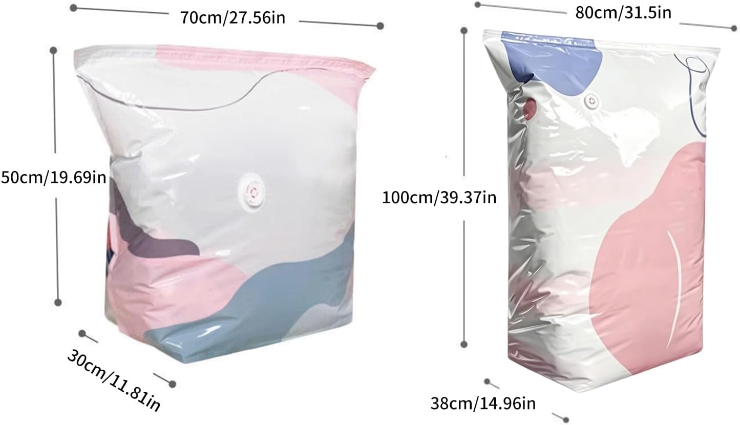 Home Organization Bags Pumpless Vacuum Compression Pack for Quilts Sweaters, Airtight Travel Storage Vacuum Bags Clothes Bedding Storage Compression Organizer Pumpless Airtight Closet image 3
