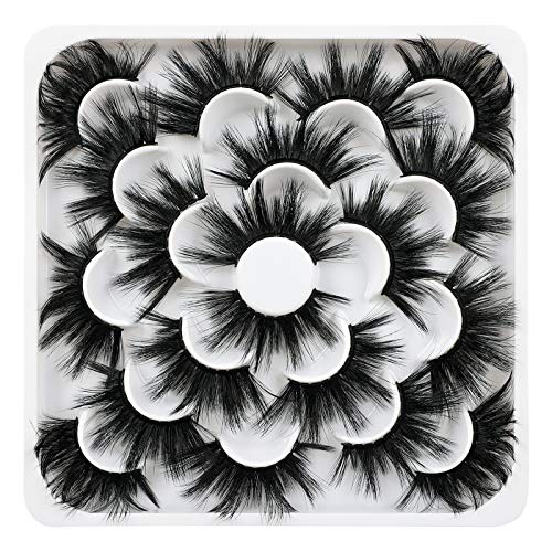 25mm Lashes Faux Mink Lashes Dramatic Long Fluffy False Eyelashes 6D High Volume Luxury Wispy Fake Lashes Soft Handmade Reusable Lashes Pack