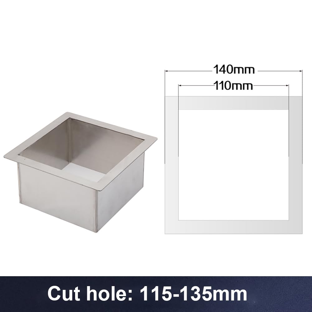 Drop-in Trash Chute - 304 Stainless Steel Square Built-in Countertop Waste Trash Grommet (140MM)