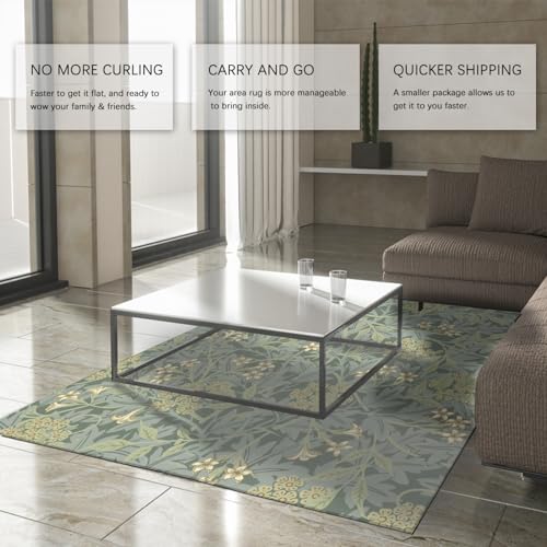 Tapis non dérapant salon chambre style Morris fleurs botaniques 160x230 - 6