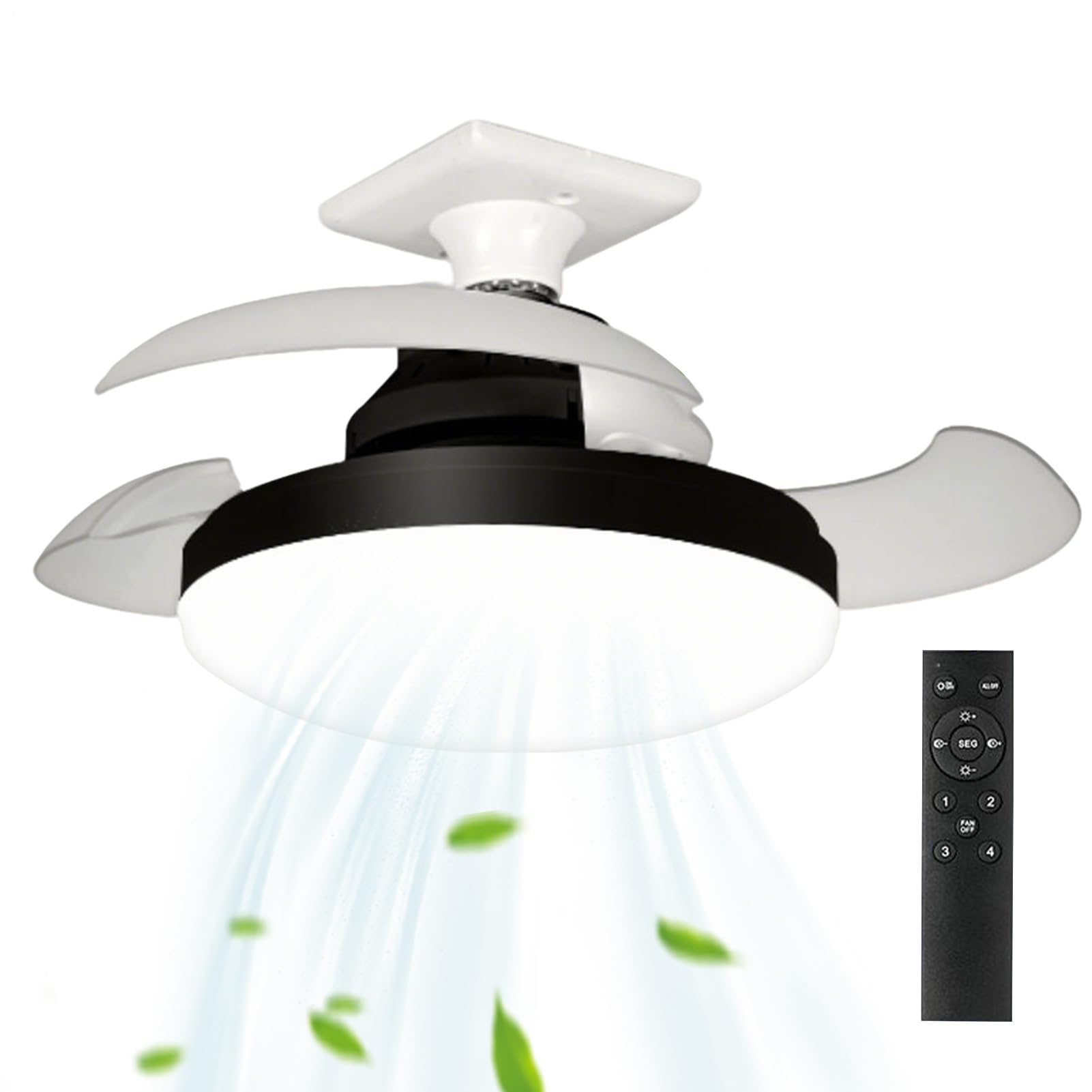 Ventilador De Techo Moderno Con Luz LED | Ventilador de Luz Retráctil para Dormitorio Interior - Multifuncional Silencioso De Ahorro Espacio Para Salón Dormitorio Infantil Y Decoración