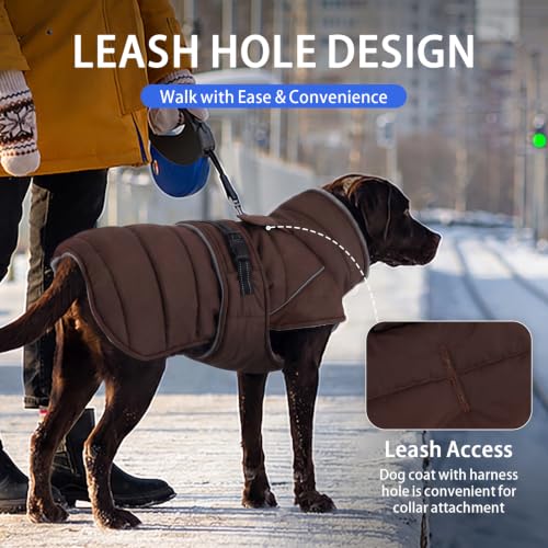 Image of MIGOHI Warm Dog Jacket, Waterproof Dog Winter Coat, Brown,L