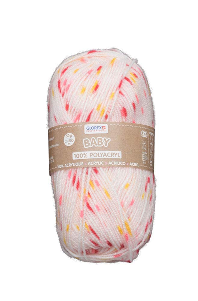 Lana Glorex Per Neonati - Gomitolo 50g, 200m, 100% Acrilico Rosa/rosso A Pois - Foto 6