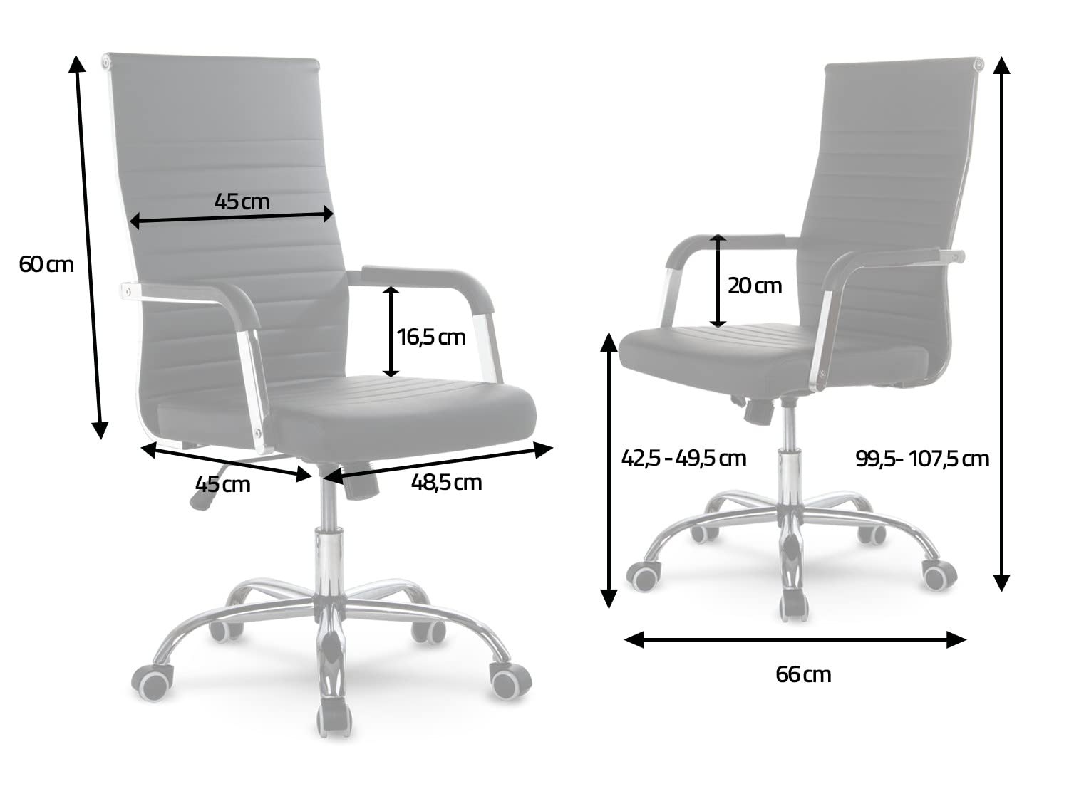 Boston - Sedia girevole da ufficio con ruote, stile classico, ergonomico, in ecopelle, ideale per il gioco, per la sala da pranzo o per desk chair – marrone