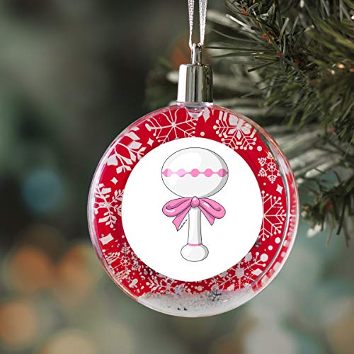 PrintedPerfection.com Personalized Friendly Folks Baby Rattle - Pink Christmas Snow Globe Ornament