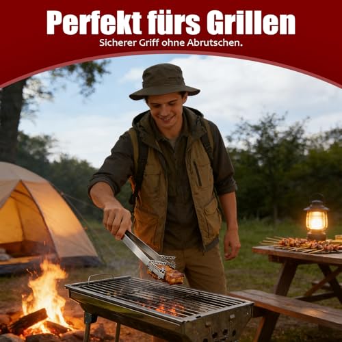 GROVBLE Grillzange Feuerwehr Design aus Edelstahl – Kreatives Feuerwehr Geschenke Set mit Flaschenöffner & Schlüsselring, Originelles Grill Geschenk für Männer
