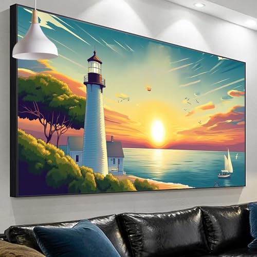 Peinture Diamant Phare Anti-Stress Kit Broderie Diamant Adulte pour Retrouver le Calme à la Maison
