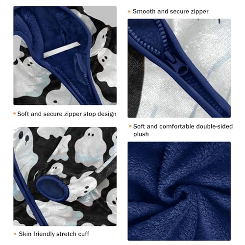 Ghostly Figures on Dark Background Toddler Fleece Jacket Girl Boys Hooded Fleece Jacket Coat Warm3