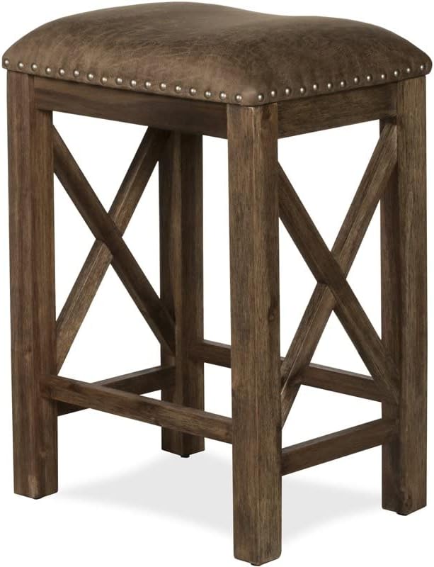 Hillsdale Furniture Willow Bend Stationary Backless Counter Height Stools, Set of 2, Antique Brown Walnut