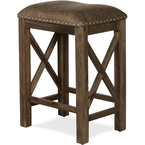 Hillsdale Furniture Willow Bend Stationary Backless Counter Height Stools, Set of 2, Antique Brown Walnut