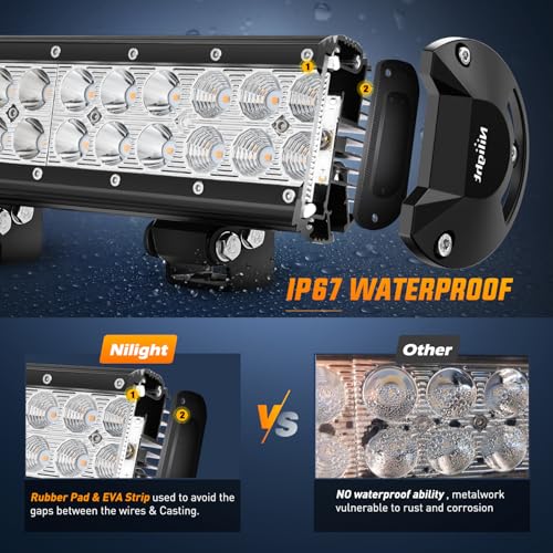 Image of Nilight LED Light Bar 20 Inch 126W Spot Flood Combo Amber Beam