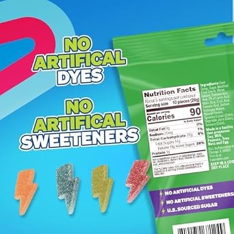 MrBeast Feastables Sour Strikes Fruit Gummies, 12 Count, Fairtrade Sugar | Watermelon, green apple, strawberry, raspberry assorted candy, ships cold, no artificial dyes or sweetener, clean ingredients