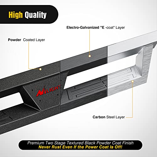 Image of Nilight Running Boards for 2019 2020 2021 2022 2023 2024 2025 2026 Ram 1500 Quad Cab /Extended Cab New Body Style Dual-Stage Textured Black Powder Coated Slip-Proof Side Step Nerf Bars