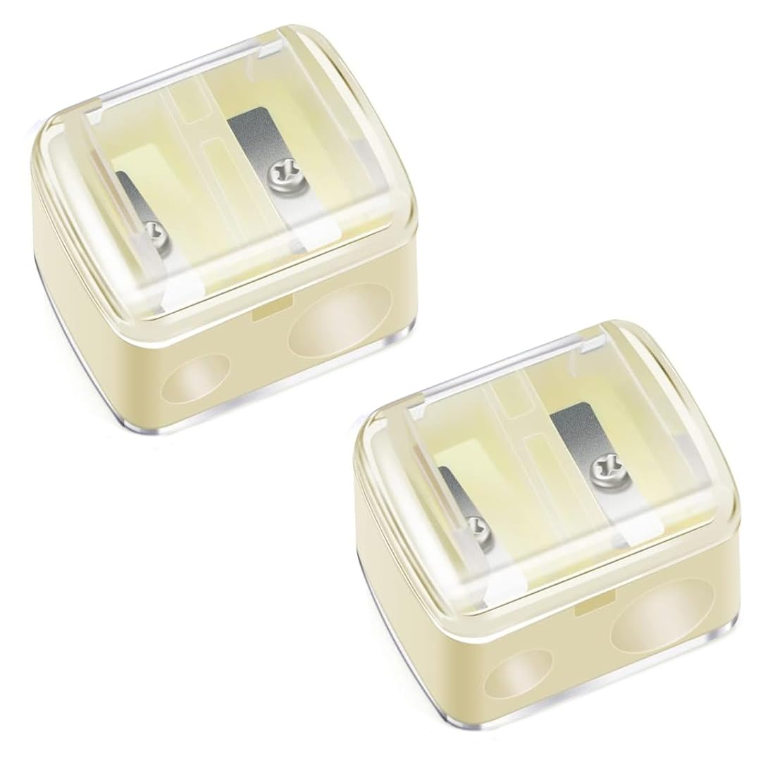 NHQZ 2 Pezzi Temperino matita occhi, Temperamatite di Bellezza, Temperamatite con serbatoio, Temperamatite trucco, Temperino matita labbra, Bianco