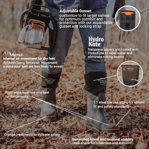 Dryshod Mens Slip Resistant Steel-Toe Gusset Work Safety Shoes |Waterproof | Rubber | Black2