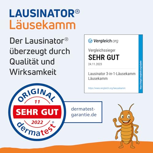Original 3-in-1 Metall-Mensch-Läusekamm Lausinator Nissenkamm extra fein – Kinder und Erwachsene