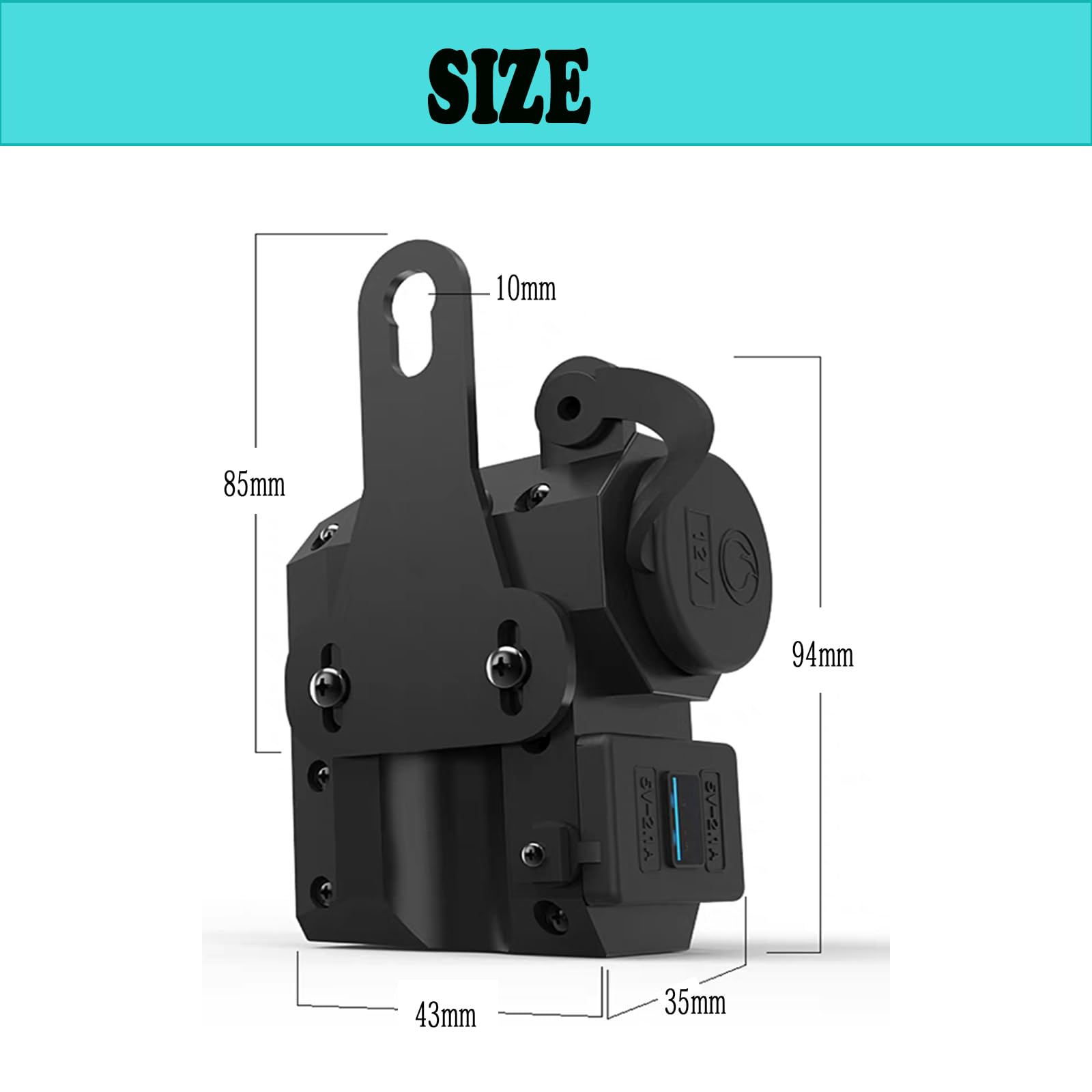 Accendisigari per moto, impermeabile, 12 V/24 V, presa USB, presa per moto, con due porte USB per moto, impermeabile, caricabatteria da auto da incasso (A)