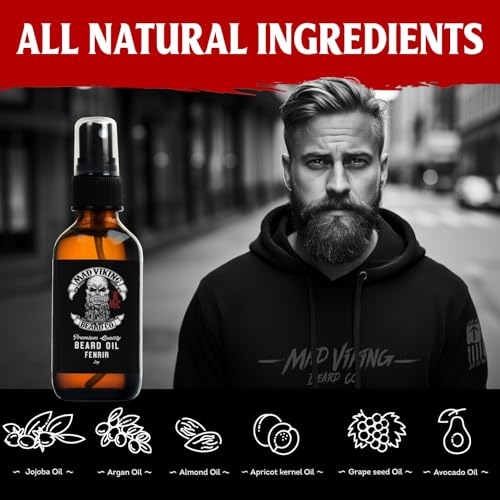 Mad Viking Fenrir Beard Oil – Hydrate, Soften, And Grow Your Beard Naturally. Fight Itch And Dandruff With A Bold Neroli, Rum & Tobacco Scent. Made In The USA - 2oz - Image 3