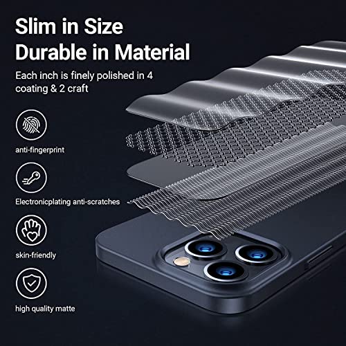 Image of TORRAS Slim Fit for iPhone 13 Pro Case 6.1 Inch, Never Yellowing, Hard PC Ultra Thin Phone Case Super Lightweight Matte Protective, Space Black