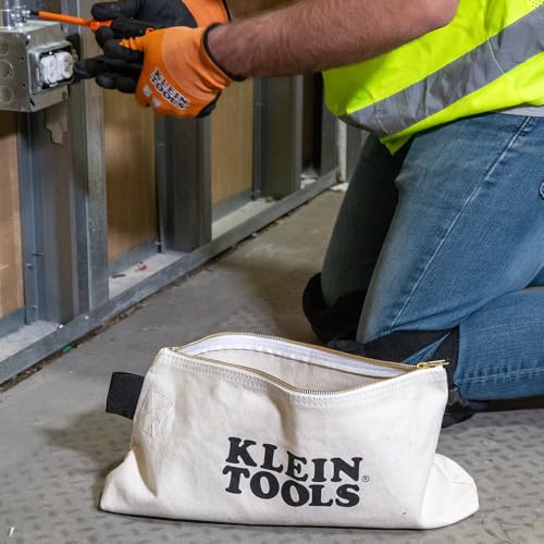 Image of KLEIN TOOLS 62042 16-Inch Zipper Bag, Extra Long, No. 10 Canvas, Heavy Duty Tool Bag, 3-Inch Stand-Up Bottom, Multipurpose for Tools or Crafts
