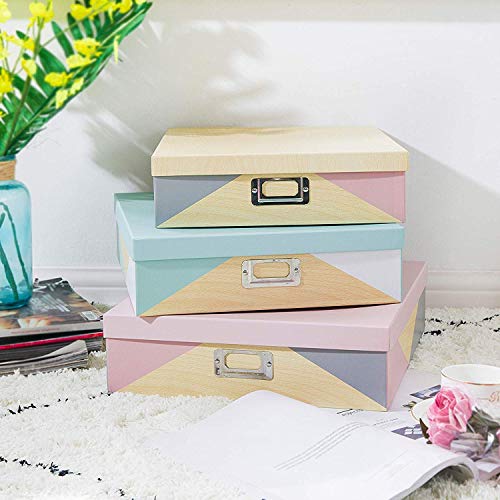 Slpr Decorative Cardboard Storage Boxes With Lids - Set Of 3: Paperboard Photo Storage Box, Letter Box For Organizing, Archival Storage, Memory Box For Keepsakes #TOP1