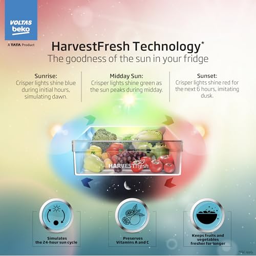 Image of Voltas Beko, A Tata Product 208 L, 3-Star Single Door Direct Cool Refrigerator with Harvest Fresh Technology (RDC240B / 3W0RBR0MHB00GO, Rainy Blue)