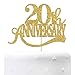 Gold Glitter 20th Anniversary Cake Topper - for 20th Wedding Anniversary / 20th Anniversary Party / 20th Birthday Party Decorations