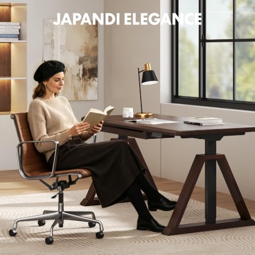 FLEXISPOT 63" WoodiX Solid Wood Executive Standing Desk with Drawer, Walnut - image 2