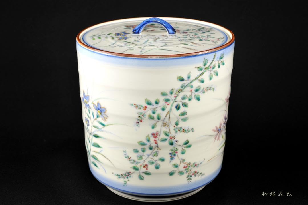 曽根幸風 染付 色彩 草花文 水指 共箱 茶道具 Amazon.co.jp: 曽根幸風 染付 色彩 草花文 水指 共箱 茶道具
