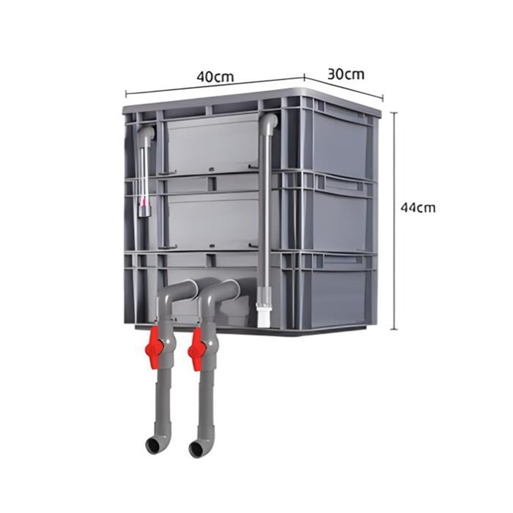 Skrzynka filtrująca, filtr do akwarium, system filtrujący do akwarium, duży zestaw filtrów do zbiornika, zewnętrzny filtr cyklu wody do stawów, filtr ociekowy, bez pompy i mediów (40 x 30 x 68 cm)