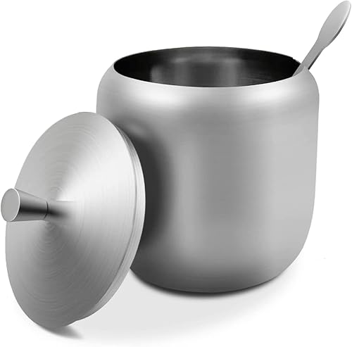 Miniatura 6 de Azucarero de acero inoxidable Tarro de condimento para café, recipiente para condimentos, recipiente de especias con asa Cruet con tapa y cuchara..