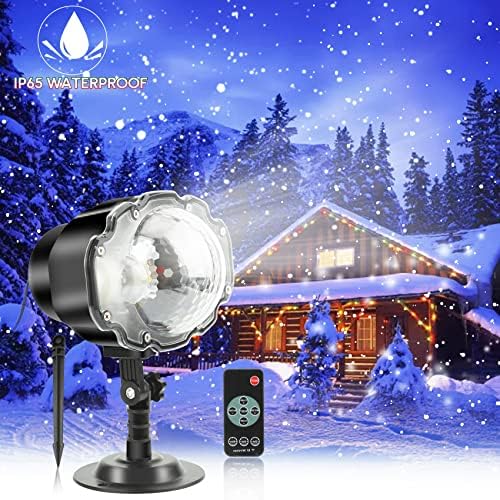 Snowfall Christmas Light Projector, Indoor Outdoor Holiday Projector Lights with Remote Control, Rotating Snow Falling Projector Lamp for Halloween Xmas Wedding Garden Landscape Decorative(Snow Spots)