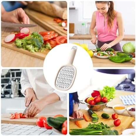 Miniatura 4 de Rallador de cocina de acero inoxidable con mango ergonómico, rallador de queso colgante y zester para cortar sin esfuerzo y fácil de limpiar (beige)