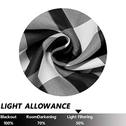 Rloncomix 2 Pcs Tie Up Shade Buffalo Check Window Curtain Farmhouse Style Rod Pocket Kitchen Curtains, Black And White, 42 X 63 Inches #TOP3