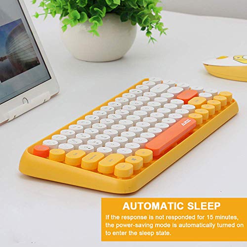 Tastiera Bluetooth Wireless, Simpatica Tastiera compatta Mini a 84 Tasti, Tecnologia di connessione Bluetooth Wireless a 2,4 GHz, Retro keycap Rotondo ABS, Pannello Opaco, Design ergonomico(Giallo)