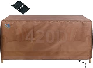 Funda impermeable para muebles de patio para mesa de jardín y silla, duradera y rectangular, color marrón, 150 x 105 x 70 cm