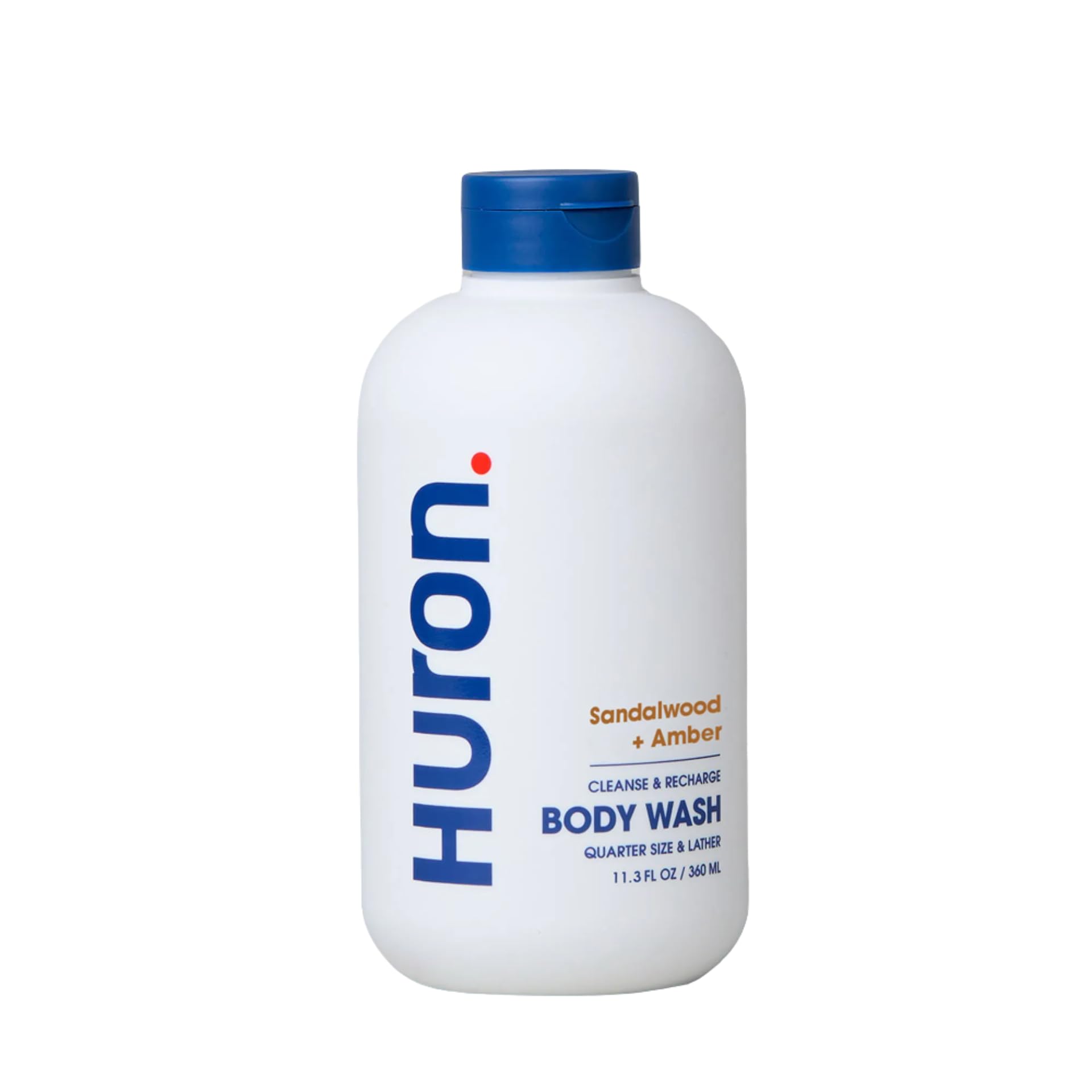 Huron Men’s Moisturizing Body Wash - Clean & Woody Scent of Sandalwood, Black Pepper, Cedarwood, & Amber - Made With Coconut Oil, Vitamin E & Witch Hazel - Vegan, Cruelty-Free - 12.2 fl oz