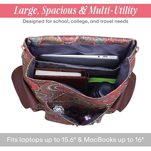 Image of Protecta Prisma Floral Printed Laptop Backpacks for Women and Men Fits 16Inch MacBooks Water-Repellent Bag for Office Collage and Travelling Print Padded Sleeve Lightweight Durable Design 18L