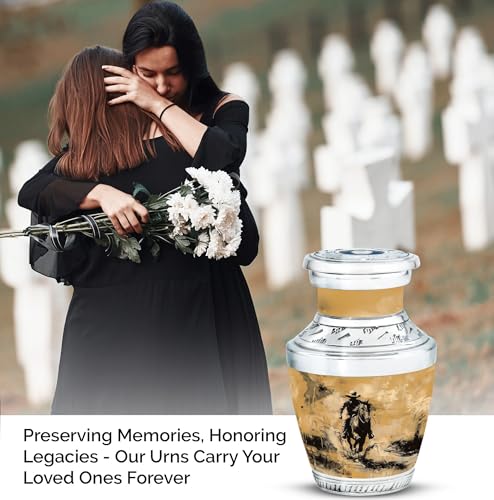 Image of Cowboy Urn for Human Ashes - Small Funeral Cremation Urn for Adult Women (3 Inch, Pack of 4)