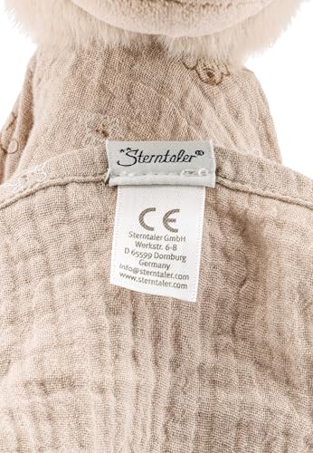 Sterntaler Schmusetuch L Hund Lucky - Baby Kuscheltuch aus leichtem Musselin - Baby und Kinder Schnuffeltuch mit niedlichen Hundekopf - Kuscheltier zum Greifen und Entdecken, sandfarben
