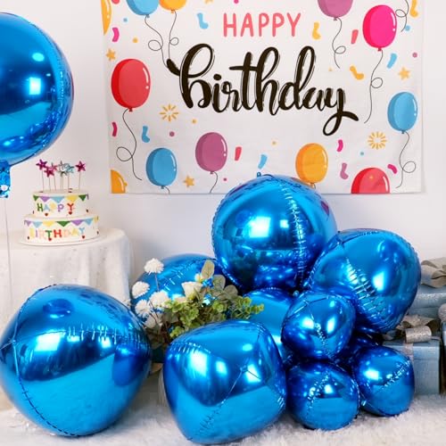 Image of 12PCS Metallic Dark Blue Round Foil Balloons 22 inch 15 inch 10 inch Mylar Balloons
