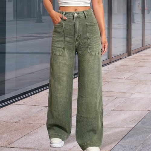 Pantalones cargo de mujer en verde lavado con bolsillos y de corte holgado estilo vintage 2