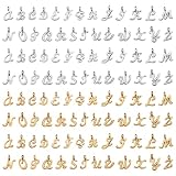 MEDIHOOL 104Pcs Silver & Gold Metal Letter Charms, 10mm A-Z Alphabet Initial Charms for DIY Bracelet Necklace Jewelry Making Crafting