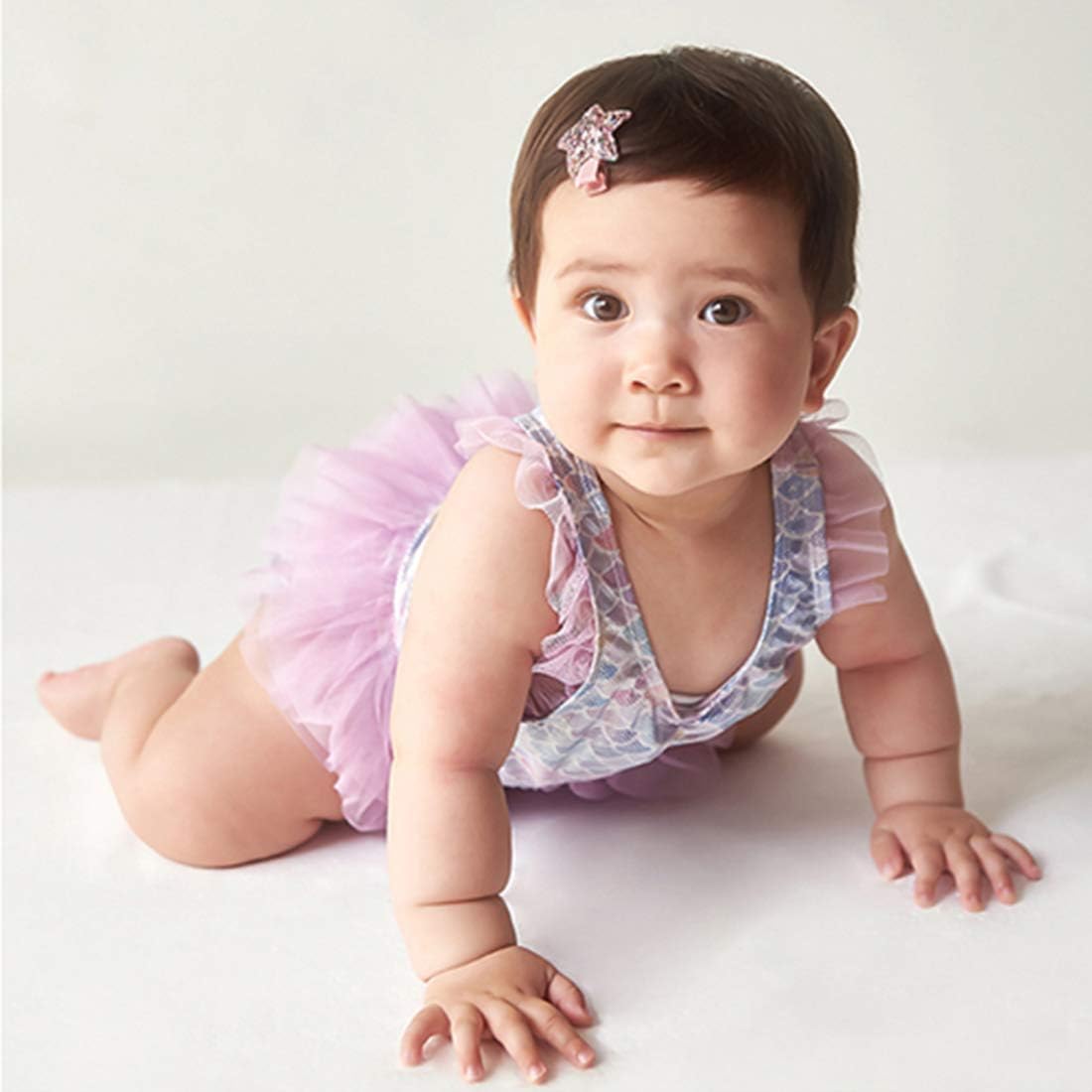 Julysand Toddler Girls One Piece Mermaid Swimsuit with Mesh Skirt Ruffled Swimwear Sun Protection Bathing Suit - Image 6