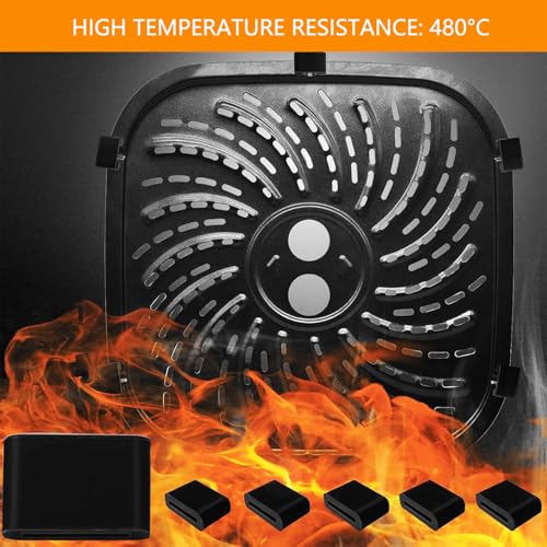 12 unidades de amortiguadores de goma reemplazables para bandeja de freidora 0.67x0.47x0.24 pulgadas, accesorios negros para 4QT 6QT 8QT, hechos de silicona alimentaria resistente a altas temperaturas miniatura 5