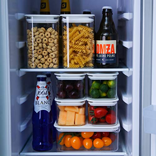 Citylife 7 Set Clear Food Storage Containers with Lids Fridge Produce Saver Plastic Cereal Container Kitchen Pantry Storage Organization Container for Food