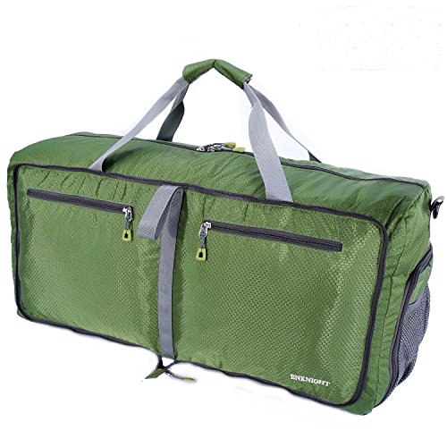 ENKNIGHT 75L Travel Waterproof Foldable Duffel Bag Luggage Bag Sports Gym Bag Green