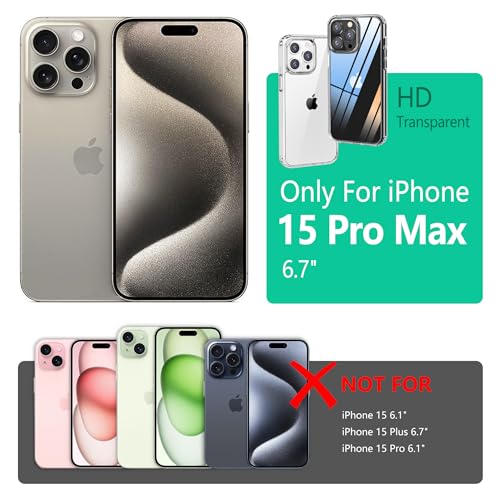 Image of ONES Case for iPhone 15 Pro Max, Slim Clear Transparent Case [PC + TPU Hybrid] with Military-Grade Drop Protection, Anti-Yellowing Shockproof Silicone Hard Cover