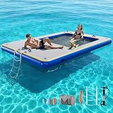 SPECRAFT Inflatable Floating Dock, 12x8 FT Floating Platform with Mesh Area, Non-Slip PVC...
