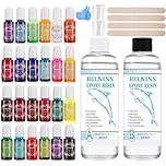BILNINS Epoxy Resin - 1000ml/33.8oz Crystal Clear Resin Kit, Epoxy Casting and Coating for Art, Jewelry, River Tables, Non-Toxic, Easy Mix 1:1, with Accessories, 24 Colors Coloring Dye Liquid Pigment
